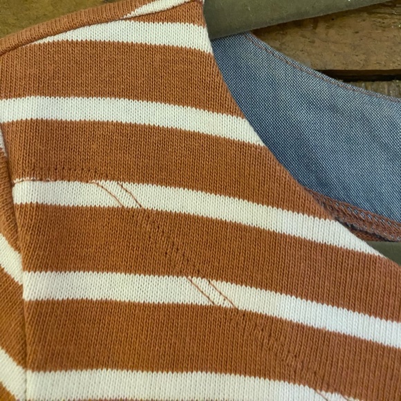 Loft Nautical Striped Cotton Dress Terracota Orange and white - Picture 2 of 6